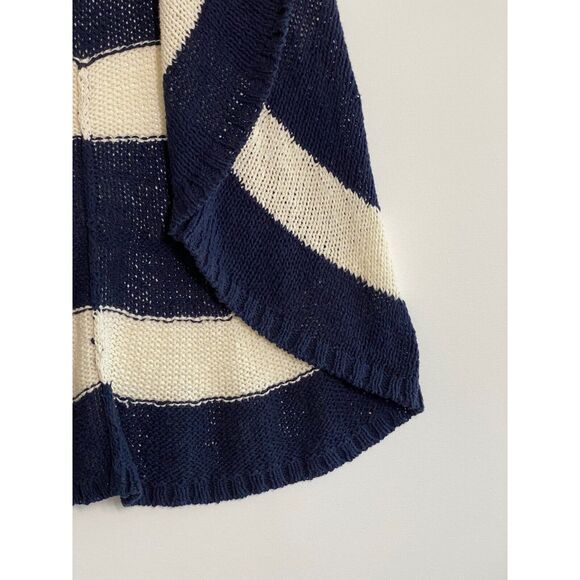 Cabi Size Small Skipper Cardigan Sweater Stripe Vest Shrug Open Front Blue White - Picture 6 of 10